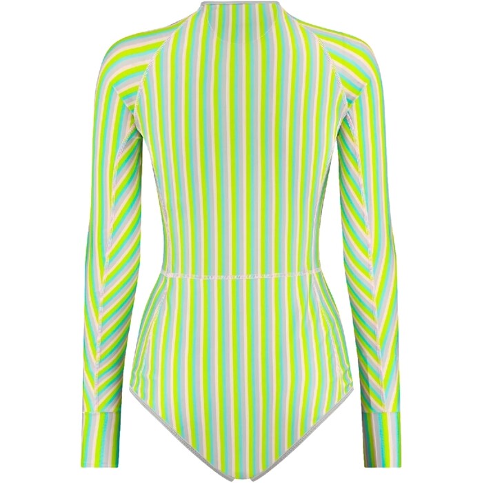 2024 Wallien Mujer Traje De Bao De Una Pieza De Manga Larga Front Zip - Multi Color Stripe